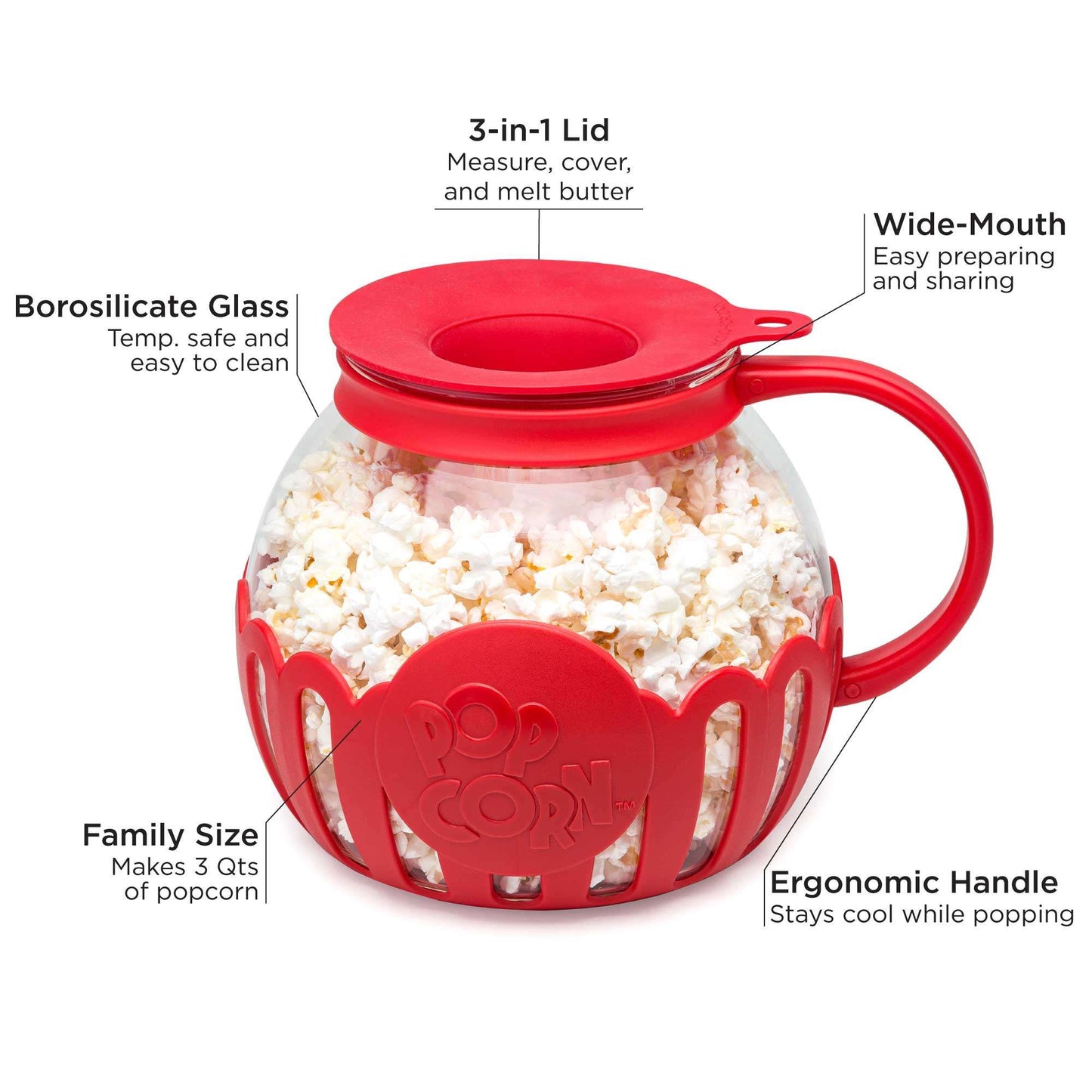 Microwave Micro-Pop Popcorn Popper Bundle Set, 3-in-1, 1.5 Quart  and 3 Quart - Ecolution