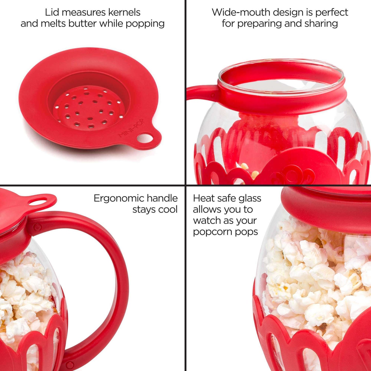 Microwave Micro-Pop Popcorn Popper Bundle Set, 3-in-1, 1.5 Quart  and 3 Quart - Ecolution