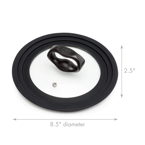 Small Universal Lid, 6′′–8′′, Vented Tempered Glass, Silicone Rim - Ecolution