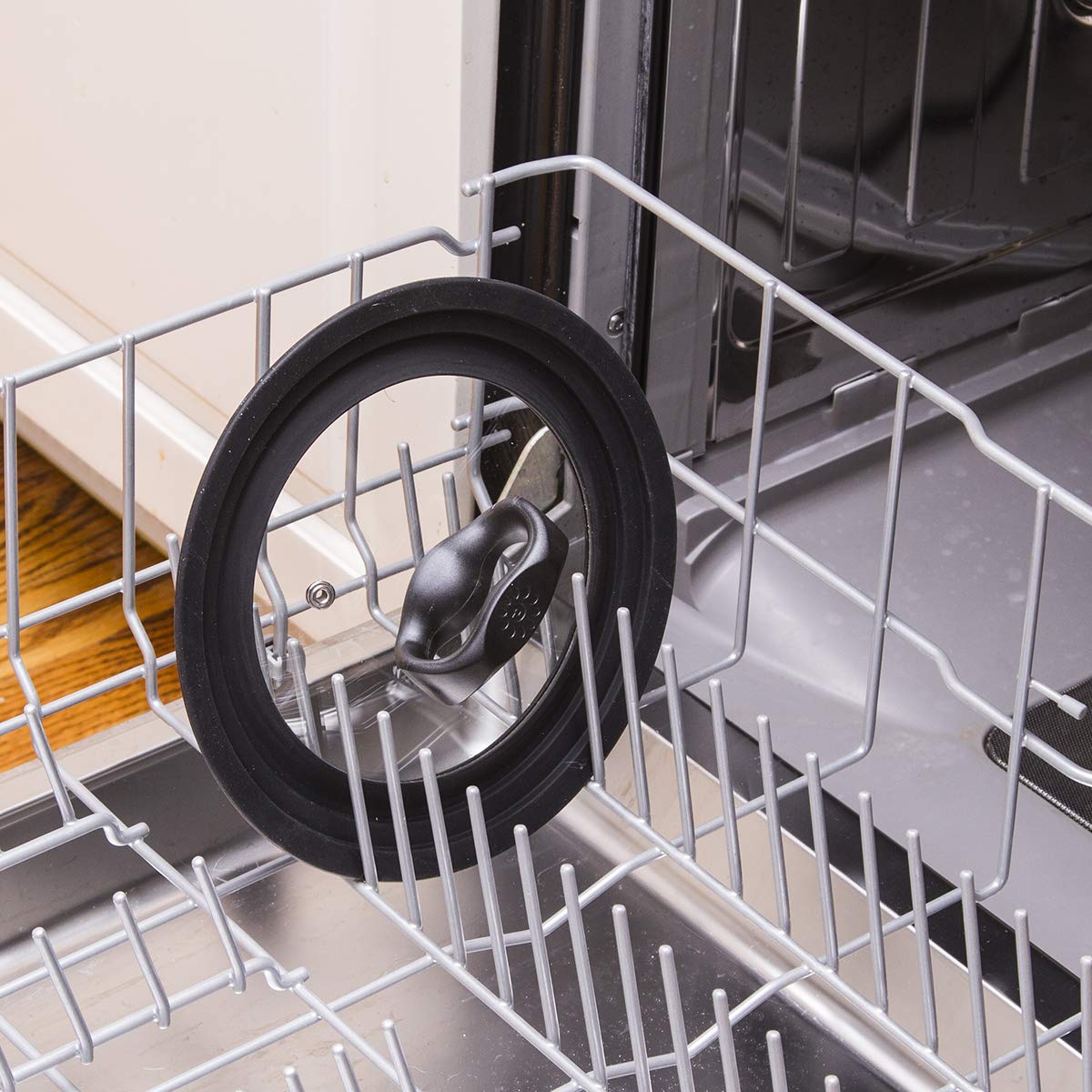 Small Universal Lid, 6′′–8′′, Vented Tempered Glass, Silicone Rim - Ecolution