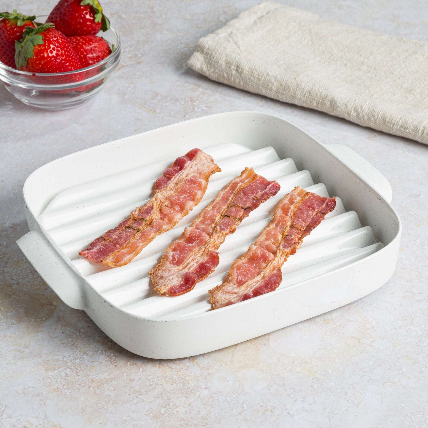Microwave Bacon Cooker Rack, Grill Crisper Tray 8.5”- White - Ecolution