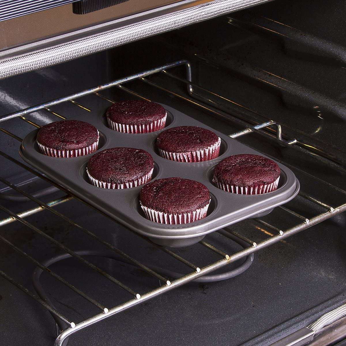 BakeIns Non-Stick Muffin Pan / Cupcake Pan, 6 Cup - Ecolution